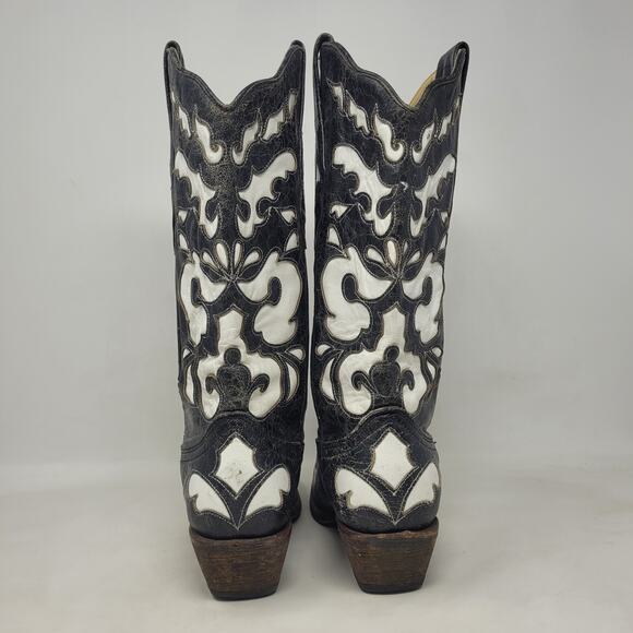 Corral Black Heeled Boots with Ornate Embroidery - Picture 8 of 14